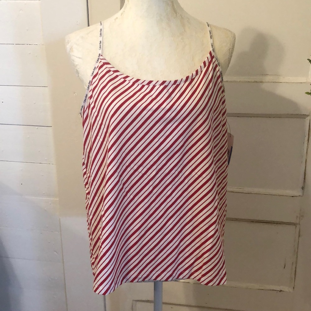 NWT Calvin Klein Fitted Camisole Red and White Strip Size XL